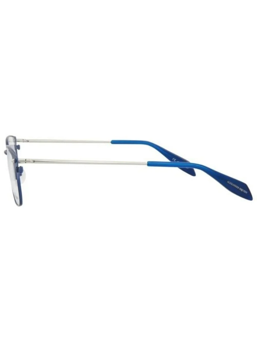 New Alexander McQueen Mens Square/Rectangle Blue Silver Transparent Fashion Desi
